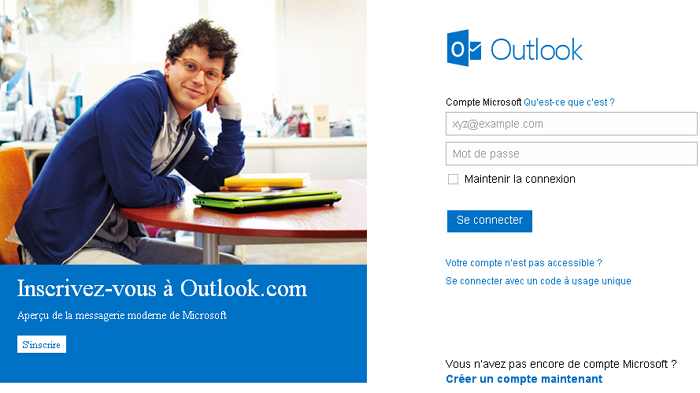 Connexion à Outlook.com avec votre compte Microsoft (si vous en avez un)