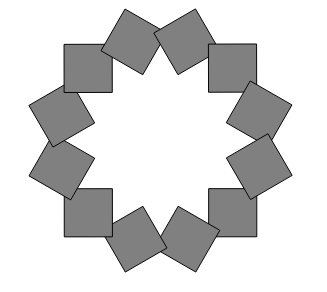 Des carrés arrangés en cercle révélant un jour en forme d'étoile.