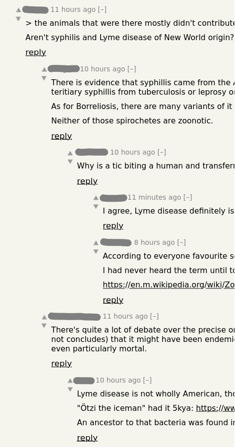 Un exemple de fils de commentaires qui se répondent dans un débat sur Hacker News