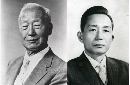 Syngman Rhee et Park Chung-hee (portraits officiels)
