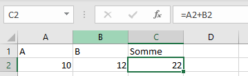 Résultat exemple options calcul des formules