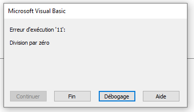 Erreur exécution