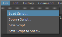 Maya script editor file menu