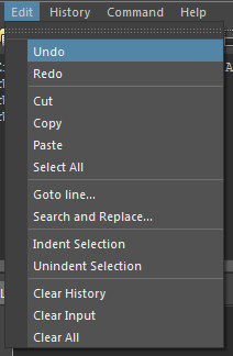 Maya script editor edit menu