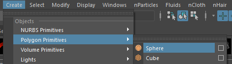 Créer une polySphere dans Maya