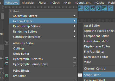 Ouvrir le Script Editor depuis le menu.