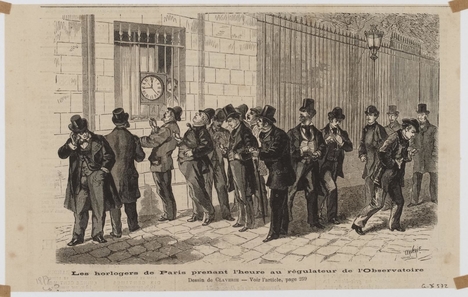Les horlogers de Paris prenant l’heure au régulateur de l’Observatoire, 1817.