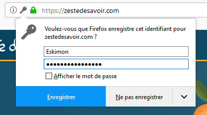 Exemple pour Firefox, se souvenir de mon mot de passe