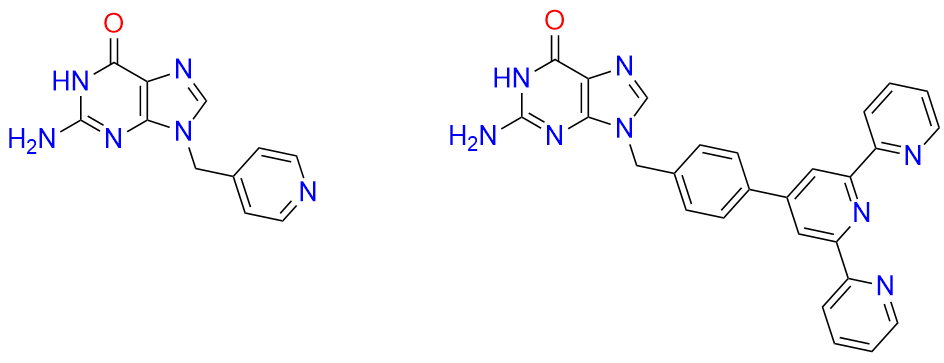 A gauche une pyridine, à droite une terpyridine.