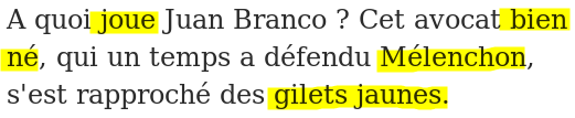 « A quoi joue Juan Branco ? Cet avocat bien né, qui un temps a défendu Mélenchon, s'est rapproché des gilets jaunes. »