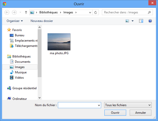 Ajout d'un fichier à SkyDrive Web