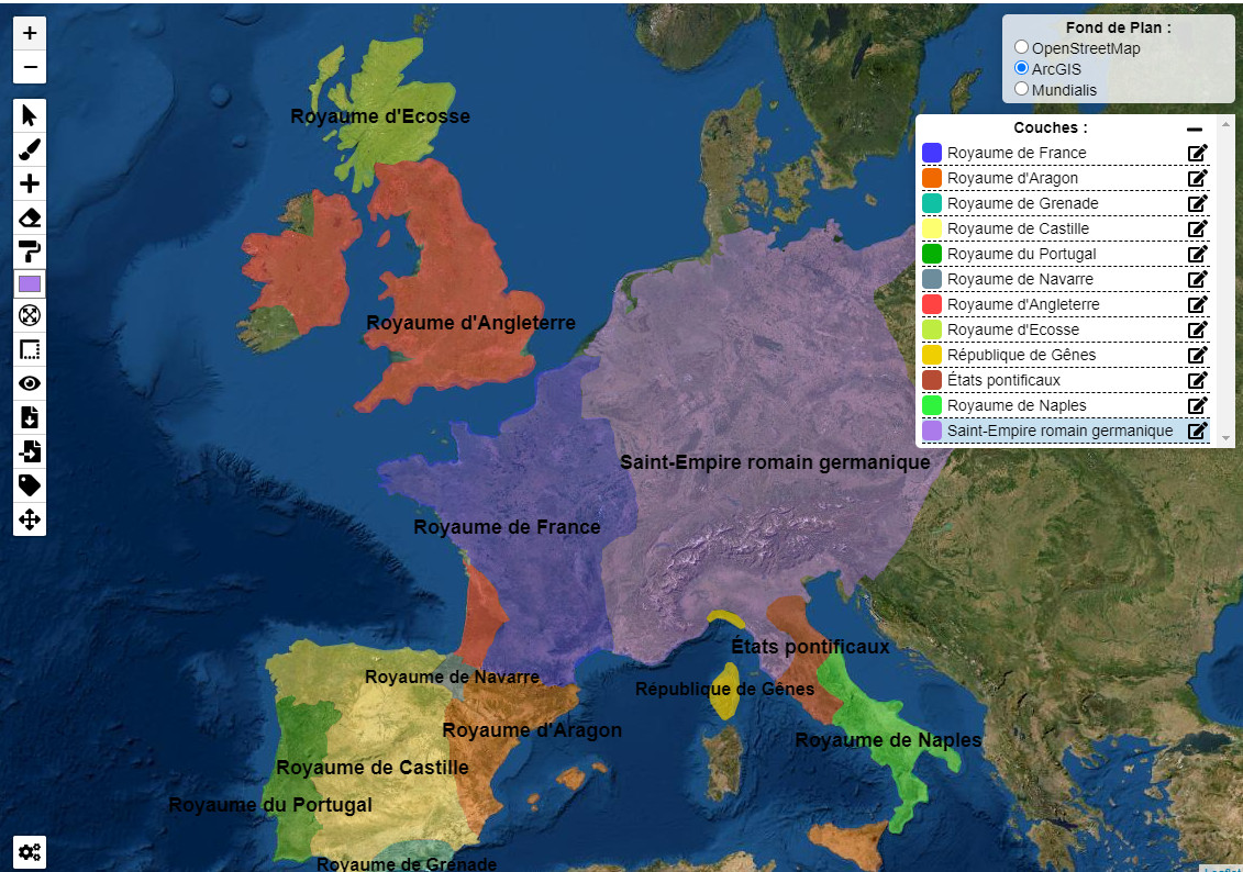 Carte de l'Europe de l’Ouest en 1300