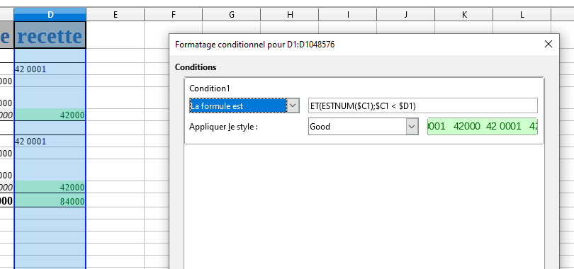 La formule pour le "good"